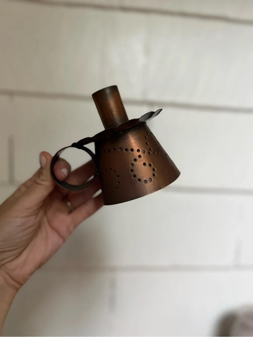 vintage Pfaltzgraff Village copper candle holders set of two